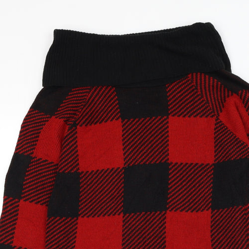 Formula Womens Red Roll Neck Check Polyester Pullover Jumper Size 14