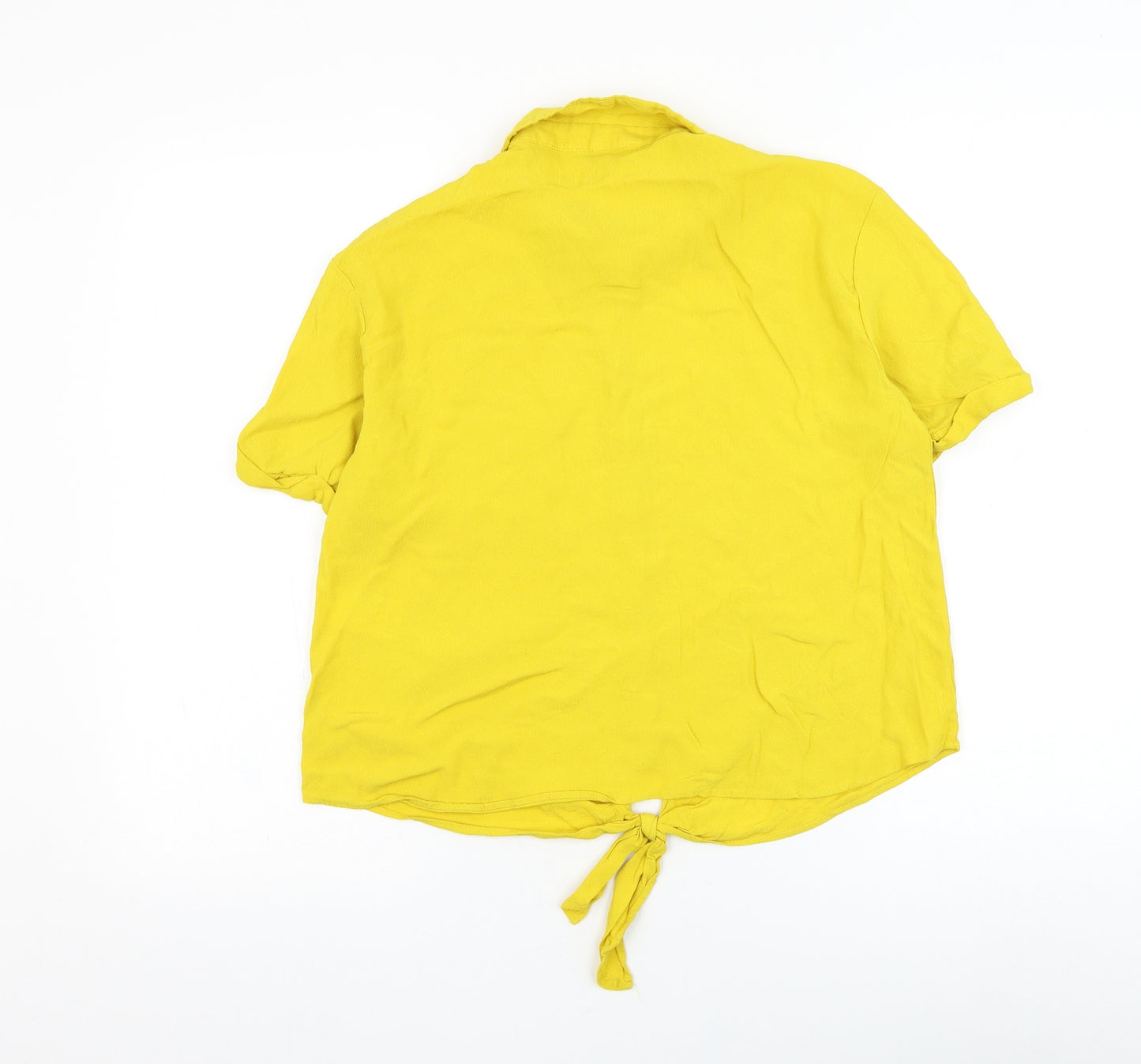Warehouse Womens Yellow  Viscose Basic Button-Up Size 16 Collared