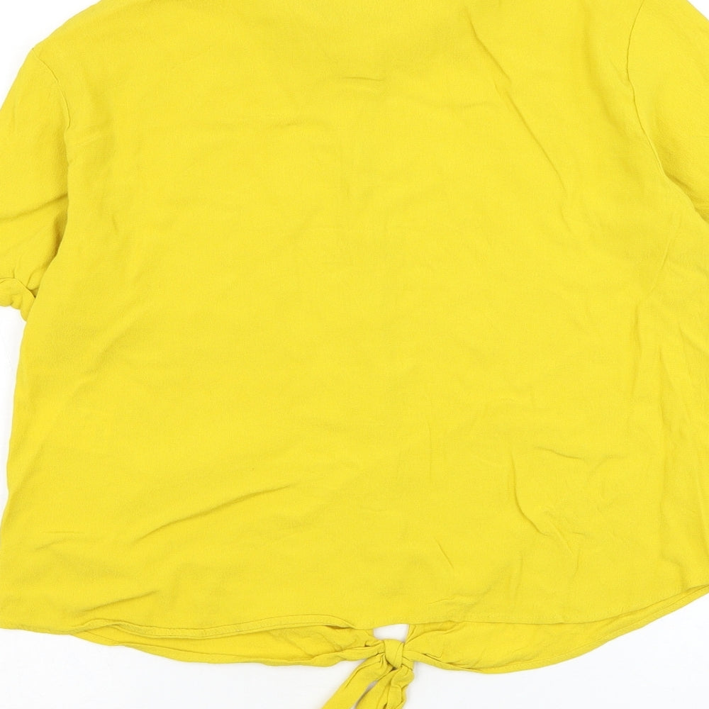 Warehouse Womens Yellow  Viscose Basic Button-Up Size 16 Collared