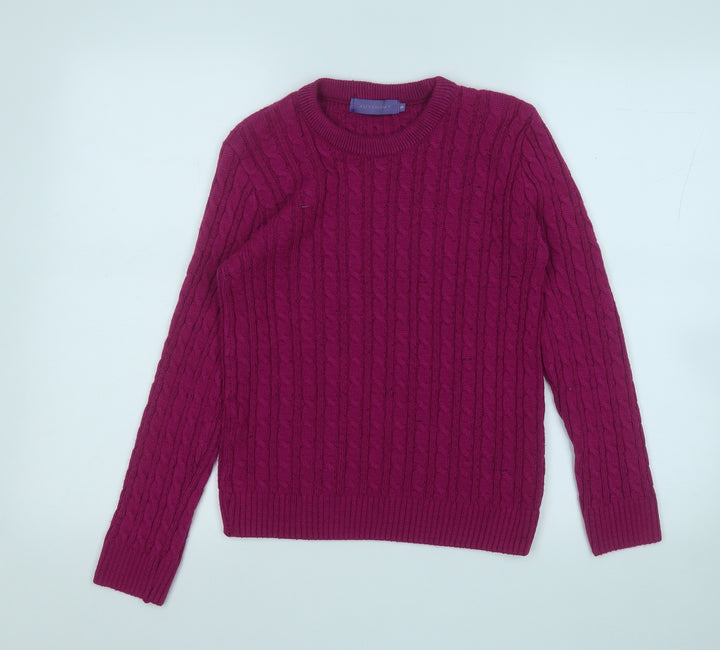 Autonomy Womens Purple Round Neck Acrylic Pullover Jumper Size 8