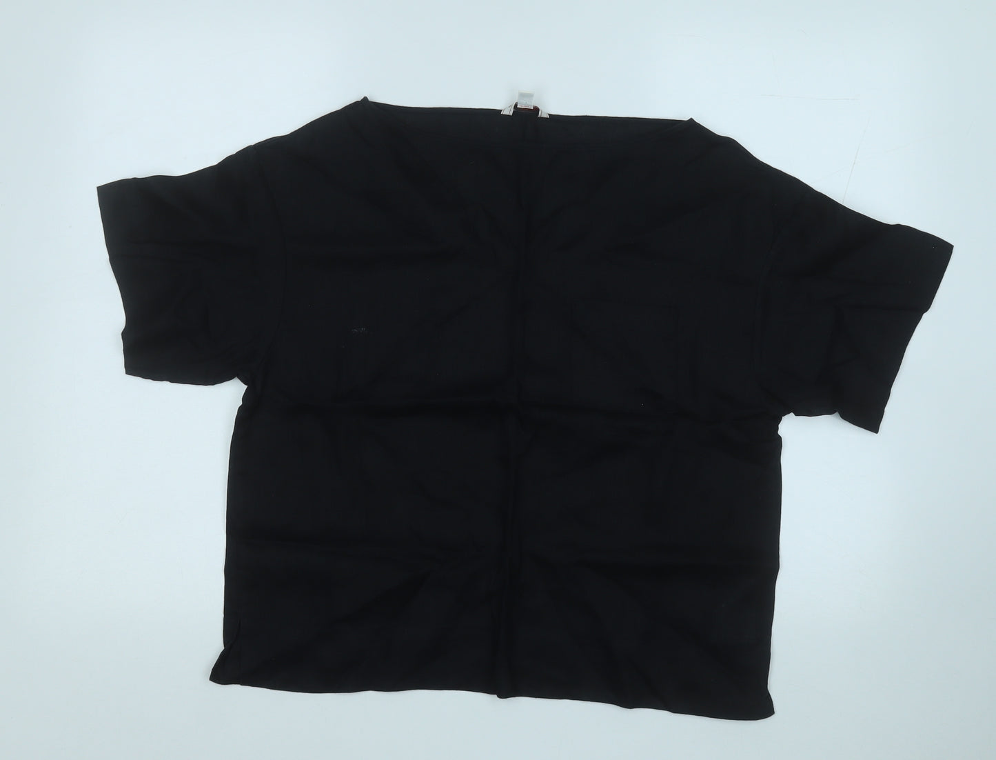 Gap Womens Black  Linen Basic T-Shirt Size M Round Neck