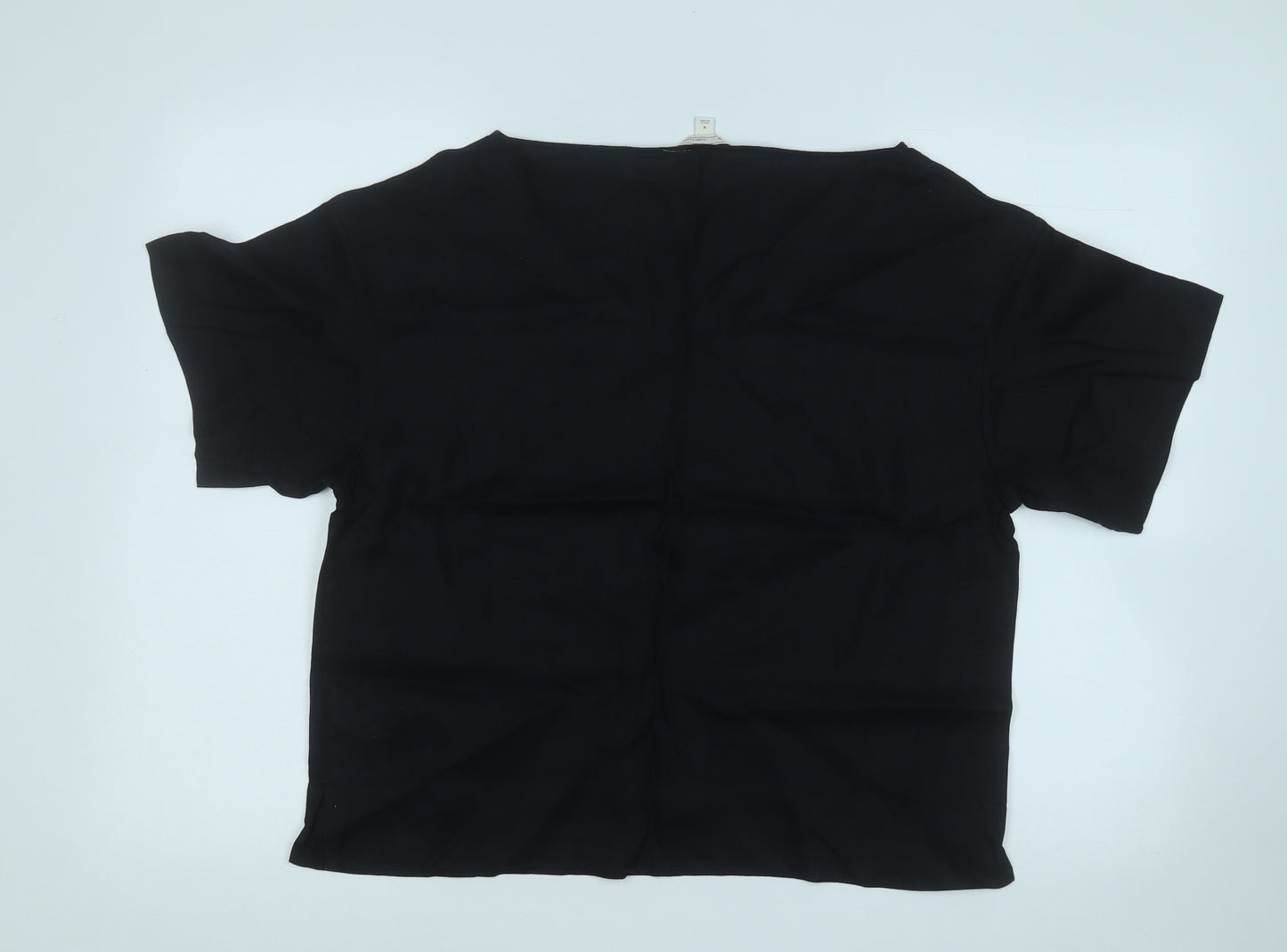 Gap Womens Black  Linen Basic T-Shirt Size M Round Neck