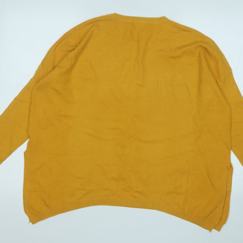 sovogue Womens Yellow Round Neck  Acrylic Pullover Jumper Size M   - Butterflies