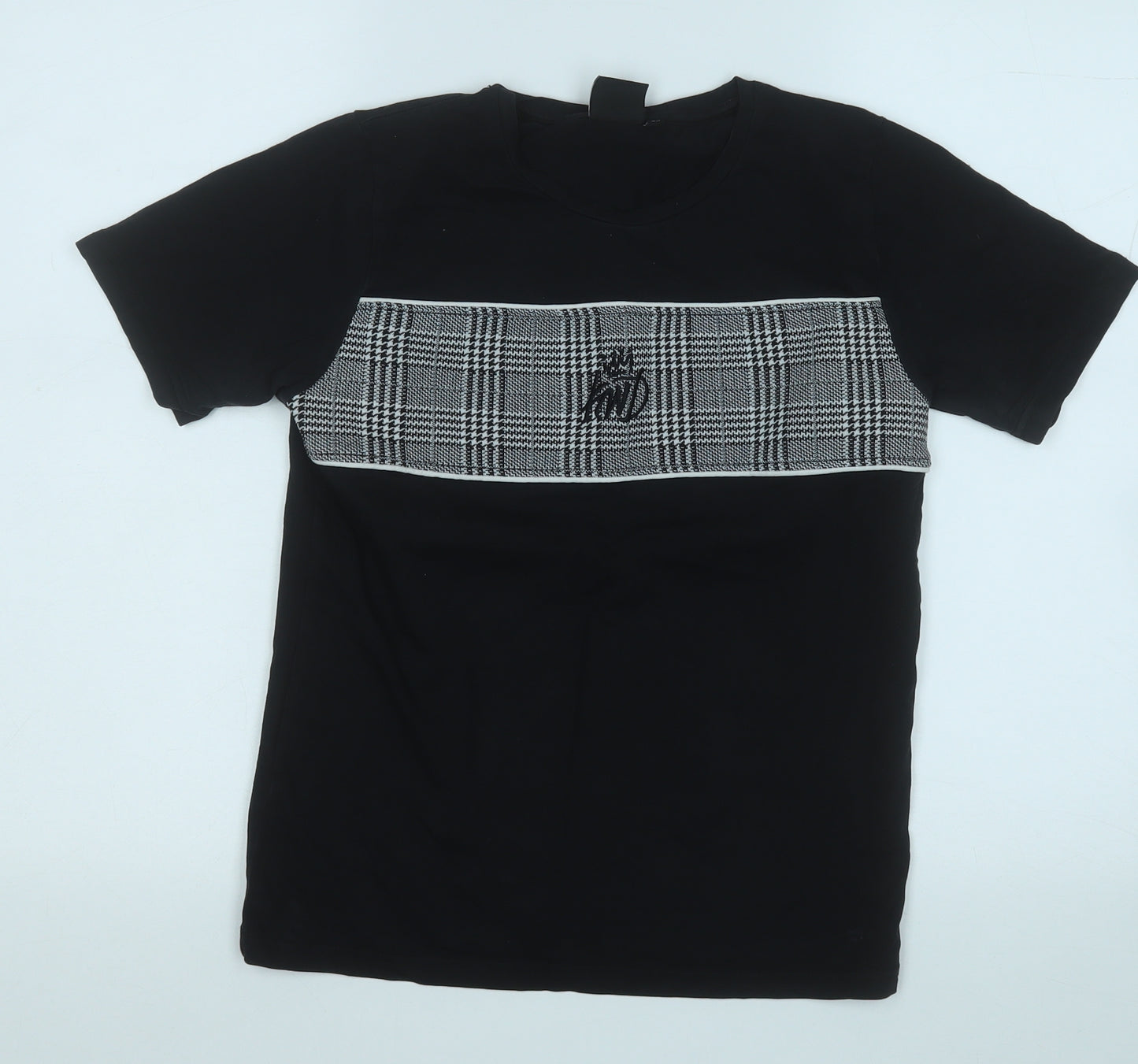 KWD Boys Black  Cotton Basic T-Shirt Size 12-13 Years Round Neck
