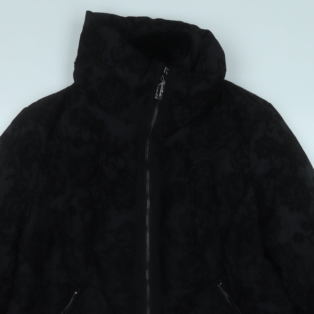 Roman Womens Black Floral  Puffer Jacket Coat Size 20