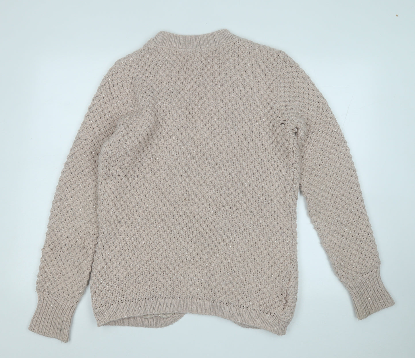Dunnes Stores Womens Pink V-Neck  Acrylic Cardigan Jumper Size M