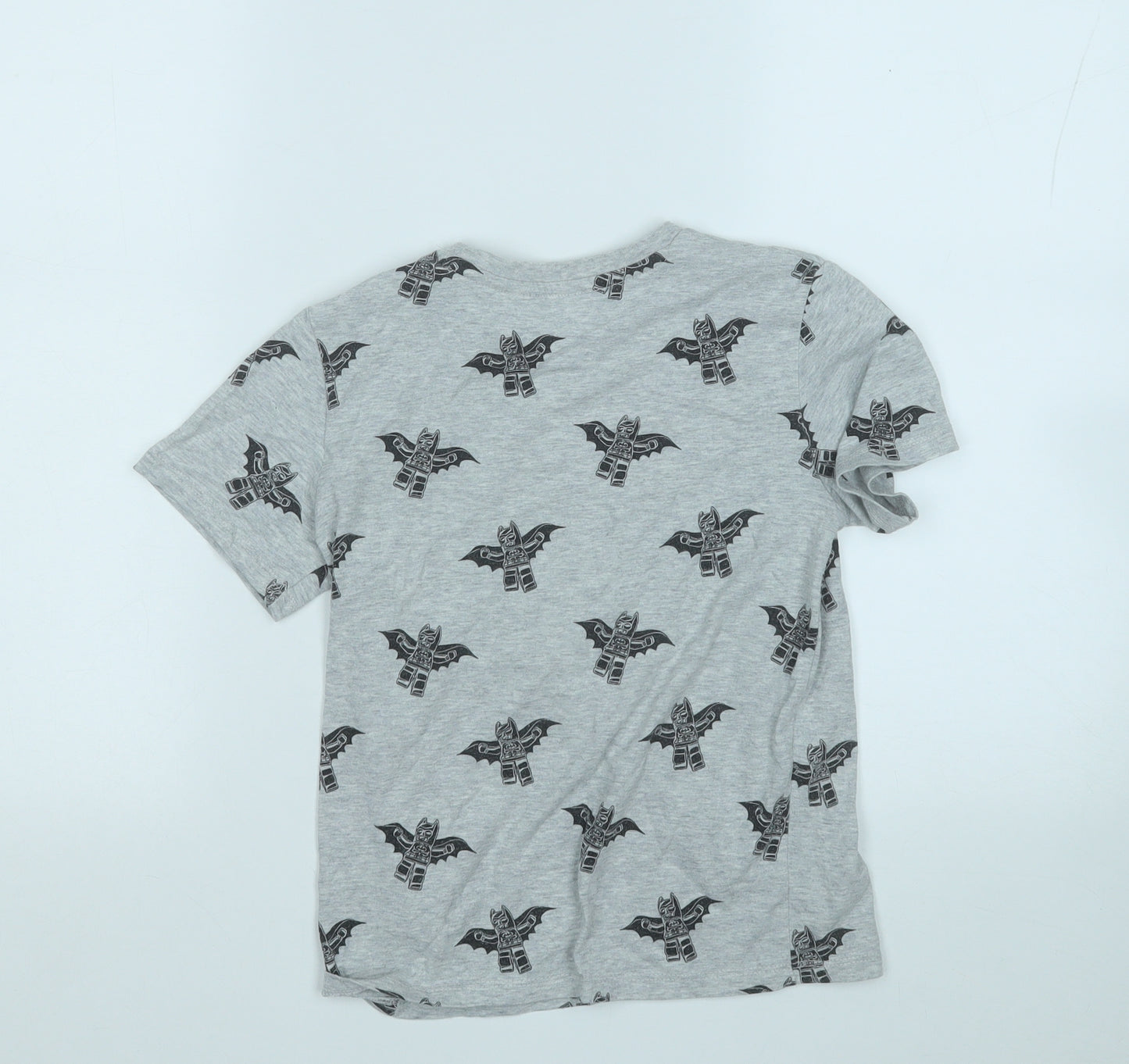 H&M Boys Grey Geometric Cotton Basic T-Shirt Size 6-7 Years Round Neck  - Lego Batman