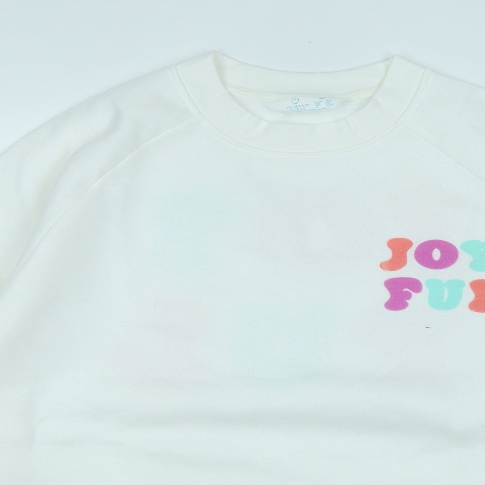 Primark Womens White  Cotton Pullover Sweatshirt Size 12   - Joyful