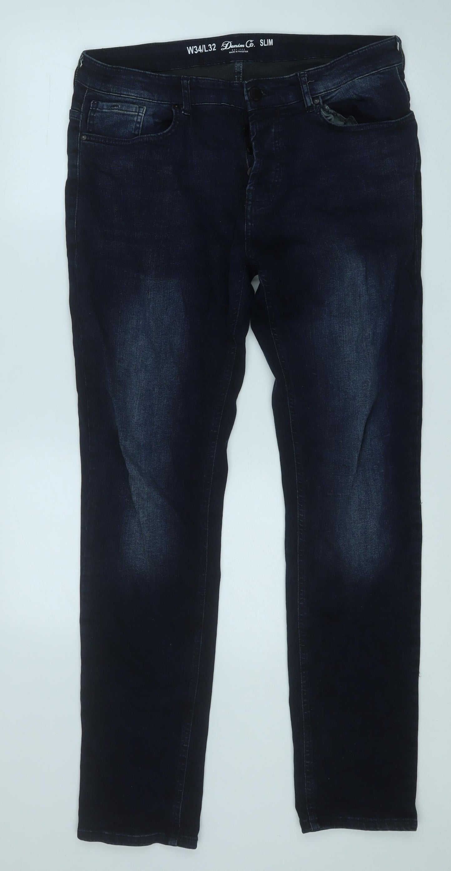 Denim & Co. Mens Blue  Cotton Straight Jeans Size 34 in L32 in Regular