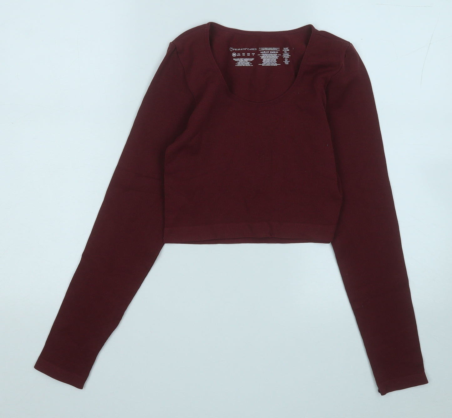 Primark Womens Red  Nylon Basic T-Shirt Size 12 Round Neck
