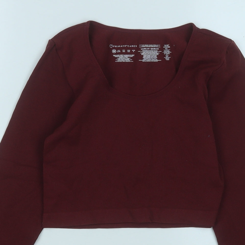 Primark Womens Red  Nylon Basic T-Shirt Size 12 Round Neck