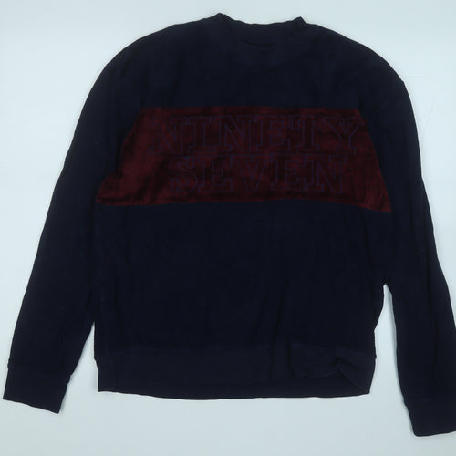 Topman Mens Blue  Cotton Pullover Sweatshirt Size M   - Ninety Seven