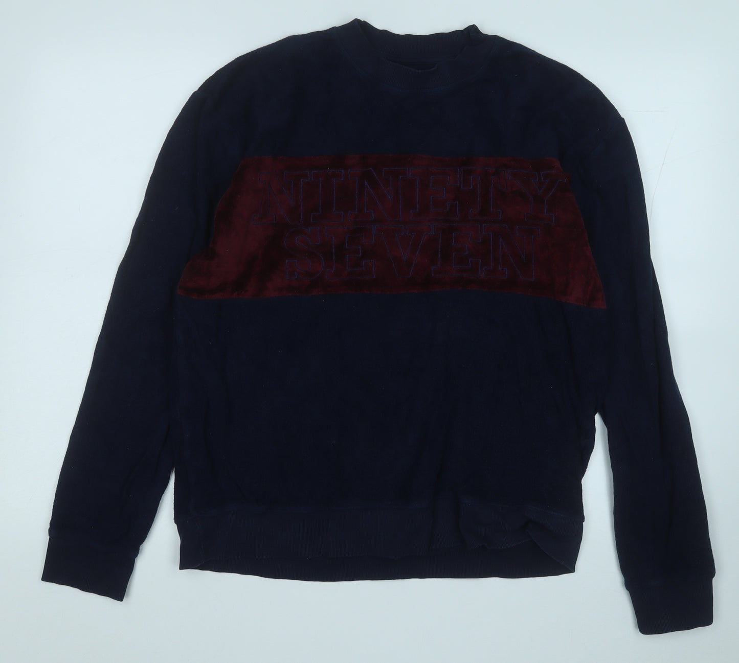Topman Mens Blue  Cotton Pullover Sweatshirt Size M   - Ninety Seven