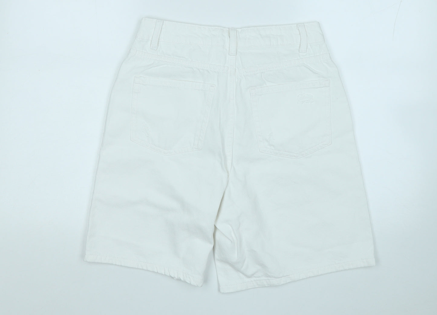 Primark Womens White  Cotton Dungaree Shorts Shorts Size 10  Regular