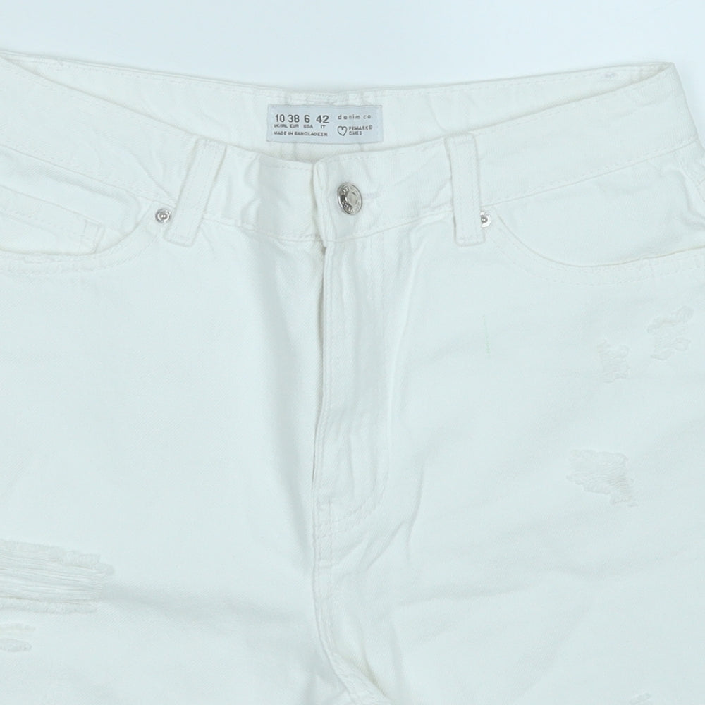 Primark Womens White  Cotton Dungaree Shorts Shorts Size 10  Regular