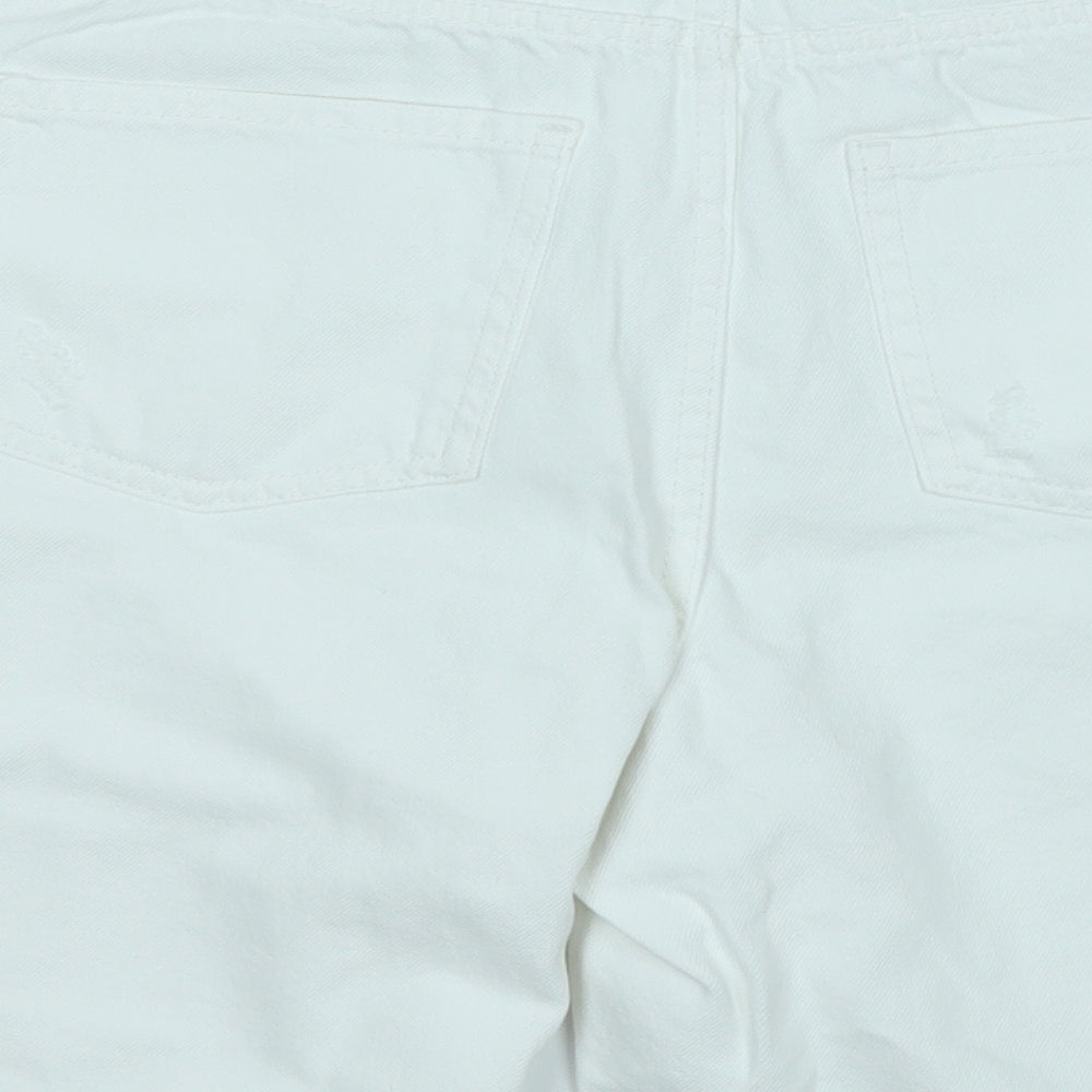 Primark Womens White  Cotton Dungaree Shorts Shorts Size 10  Regular