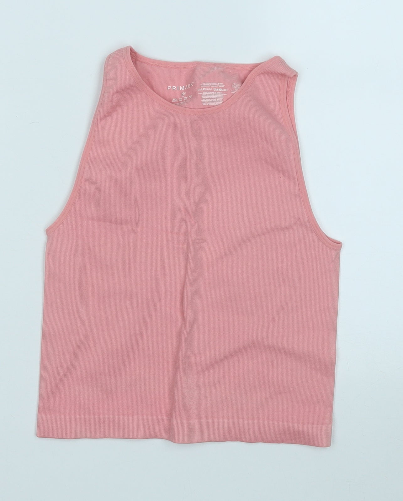 Primark Womens Pink  Nylon Basic Tank Size 12 Round Neck