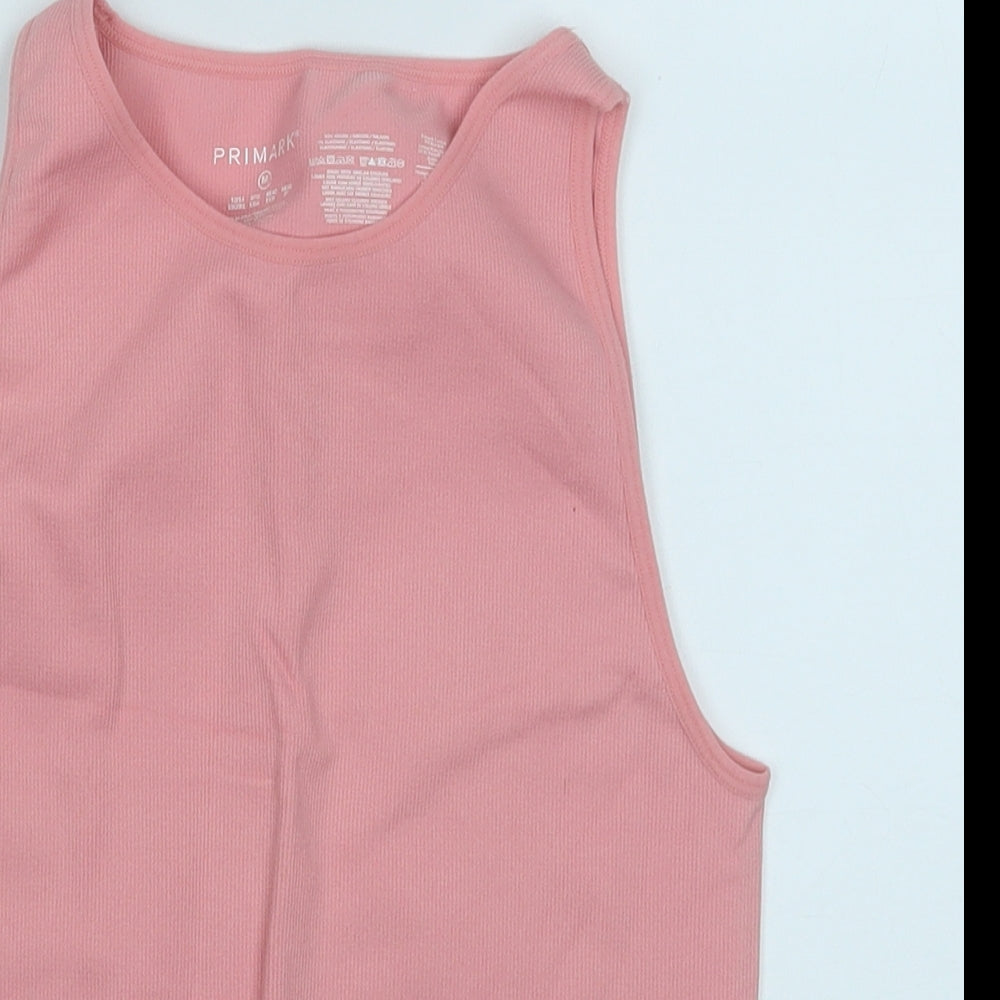 Primark Womens Pink  Nylon Basic Tank Size 12 Round Neck