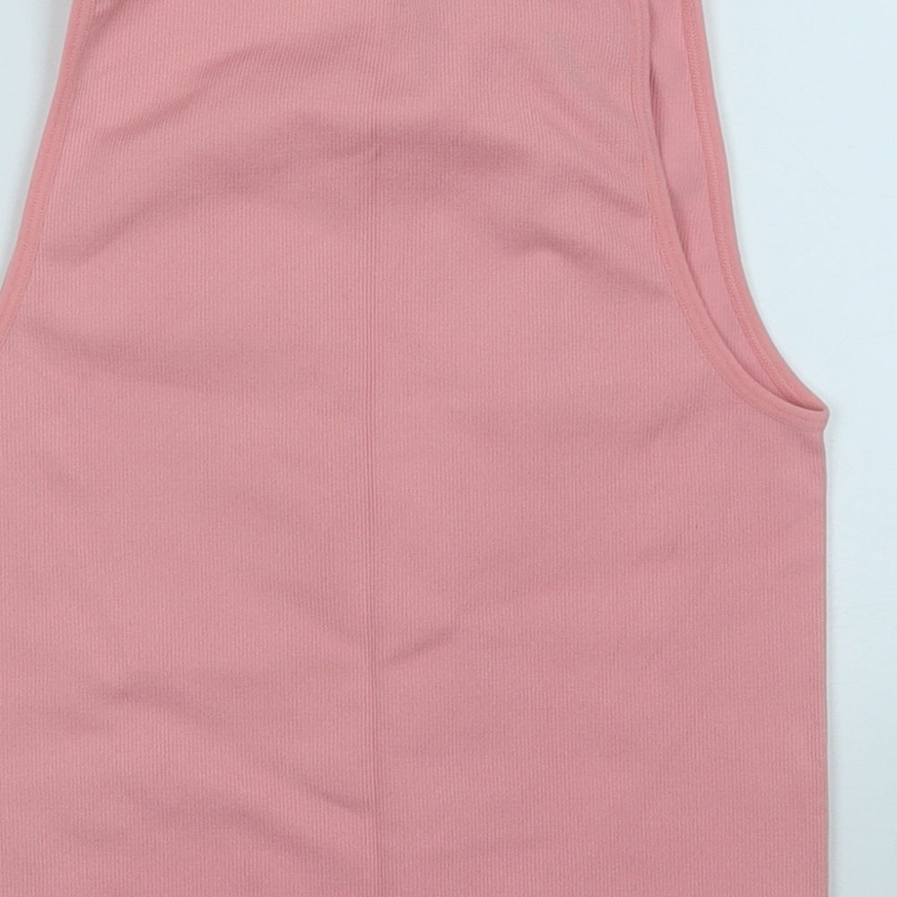 Primark Womens Pink  Nylon Basic Tank Size 12 Round Neck