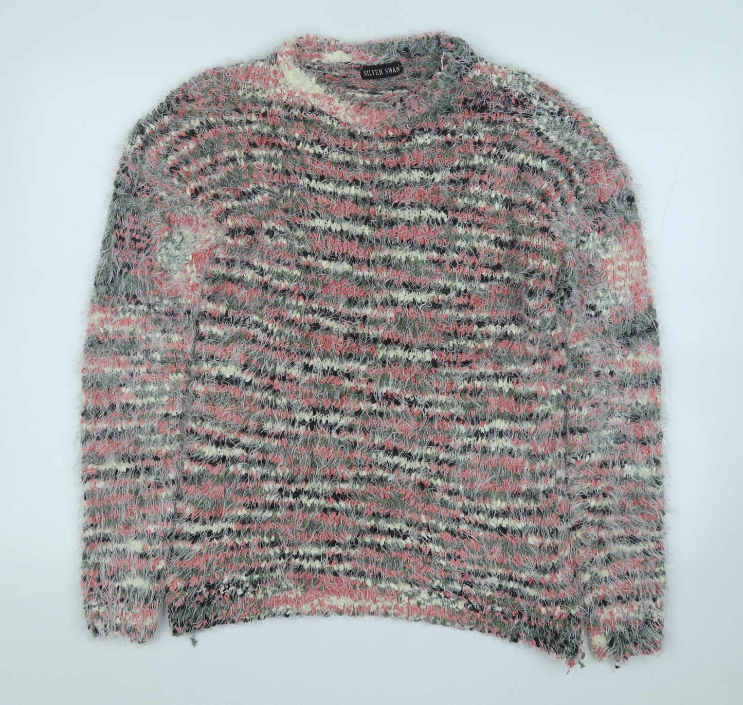 Silver Swan Womens Multicoloured Round Neck Geometric Rayon Pullover Jumper Size L