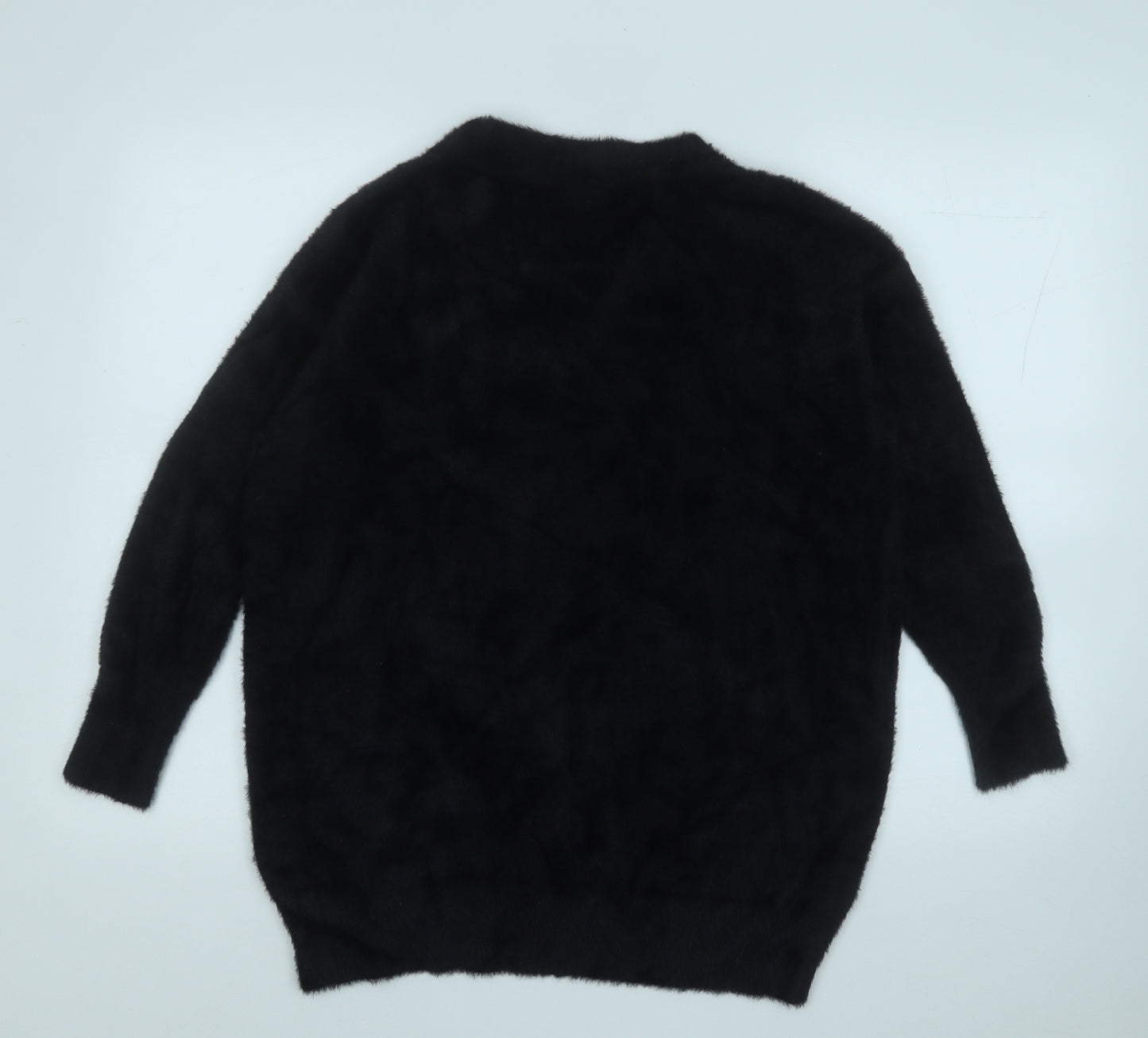 Wallis Womens Black V-Neck  Acrylic Pullover Jumper Size M