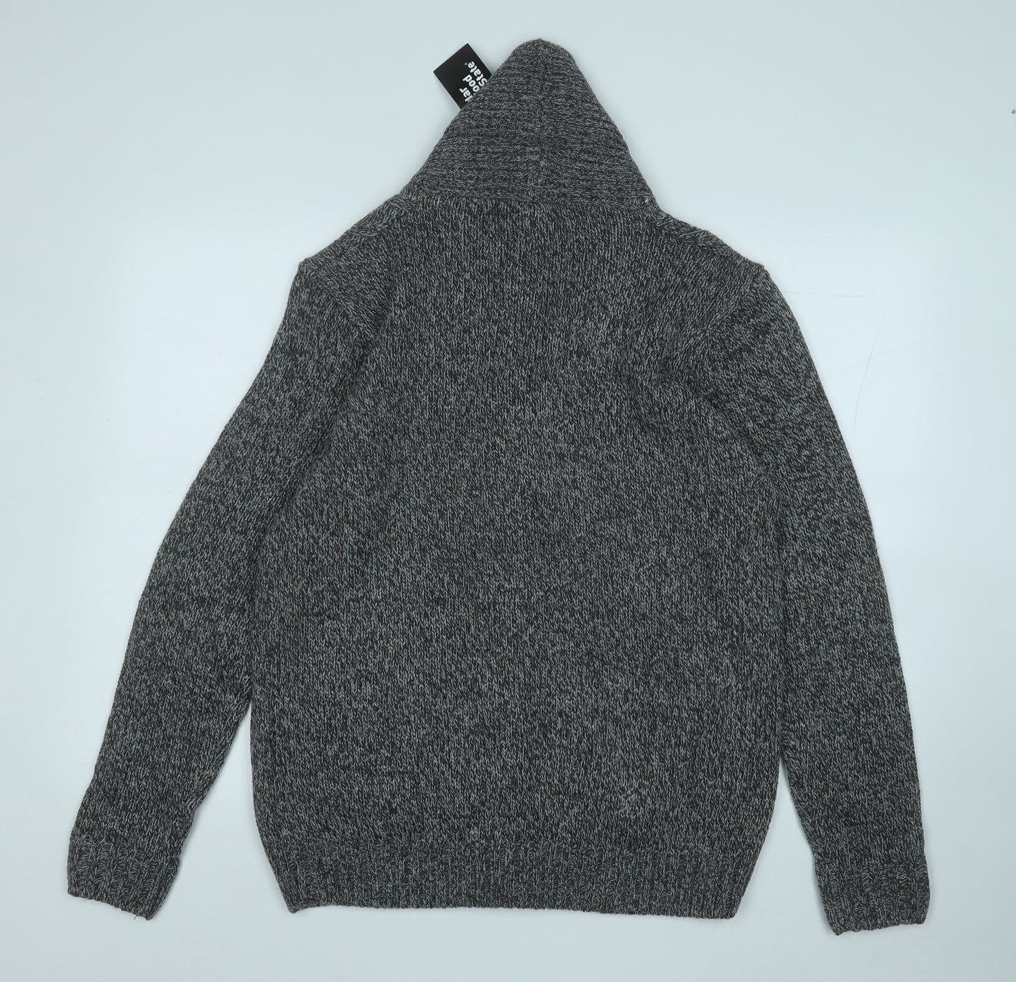 Cedar Wood State Mens Grey V-Neck  Acrylic Cardigan Jumper Size L