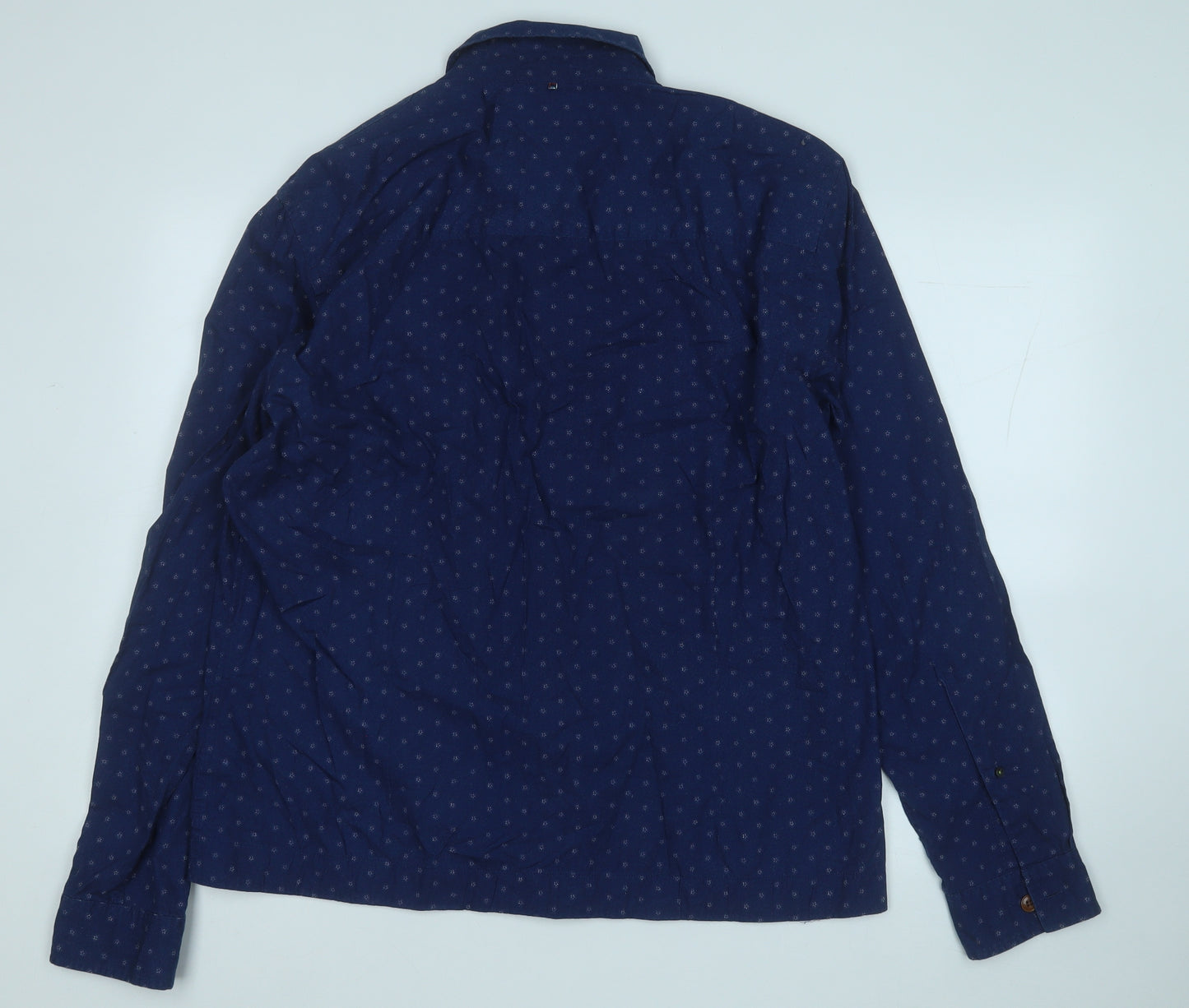 Pretty Green Mens Blue Geometric Cotton  Button-Up Size 2XL Collared