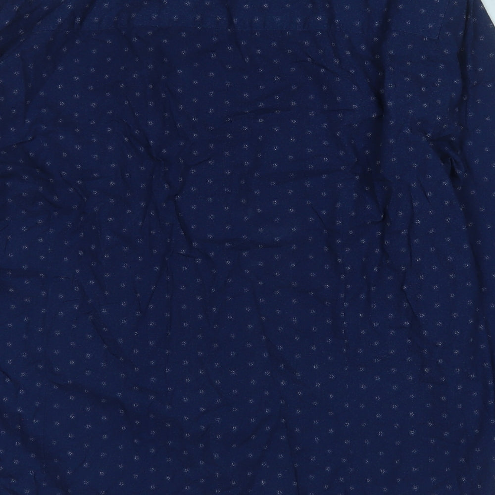 Pretty Green Mens Blue Geometric Cotton  Button-Up Size 2XL Collared