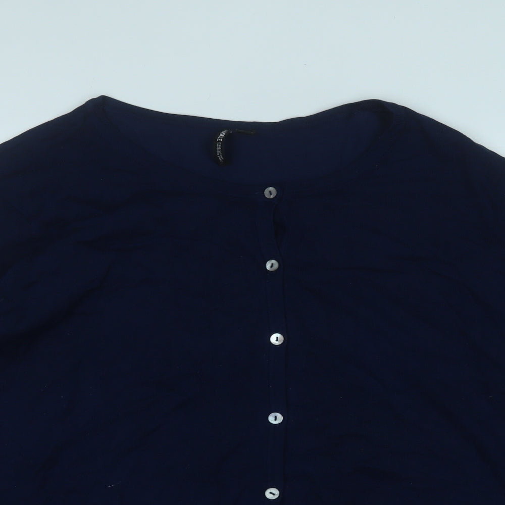 Capsule Womens Blue Round Neck  Viscose Cardigan Jumper Size 24