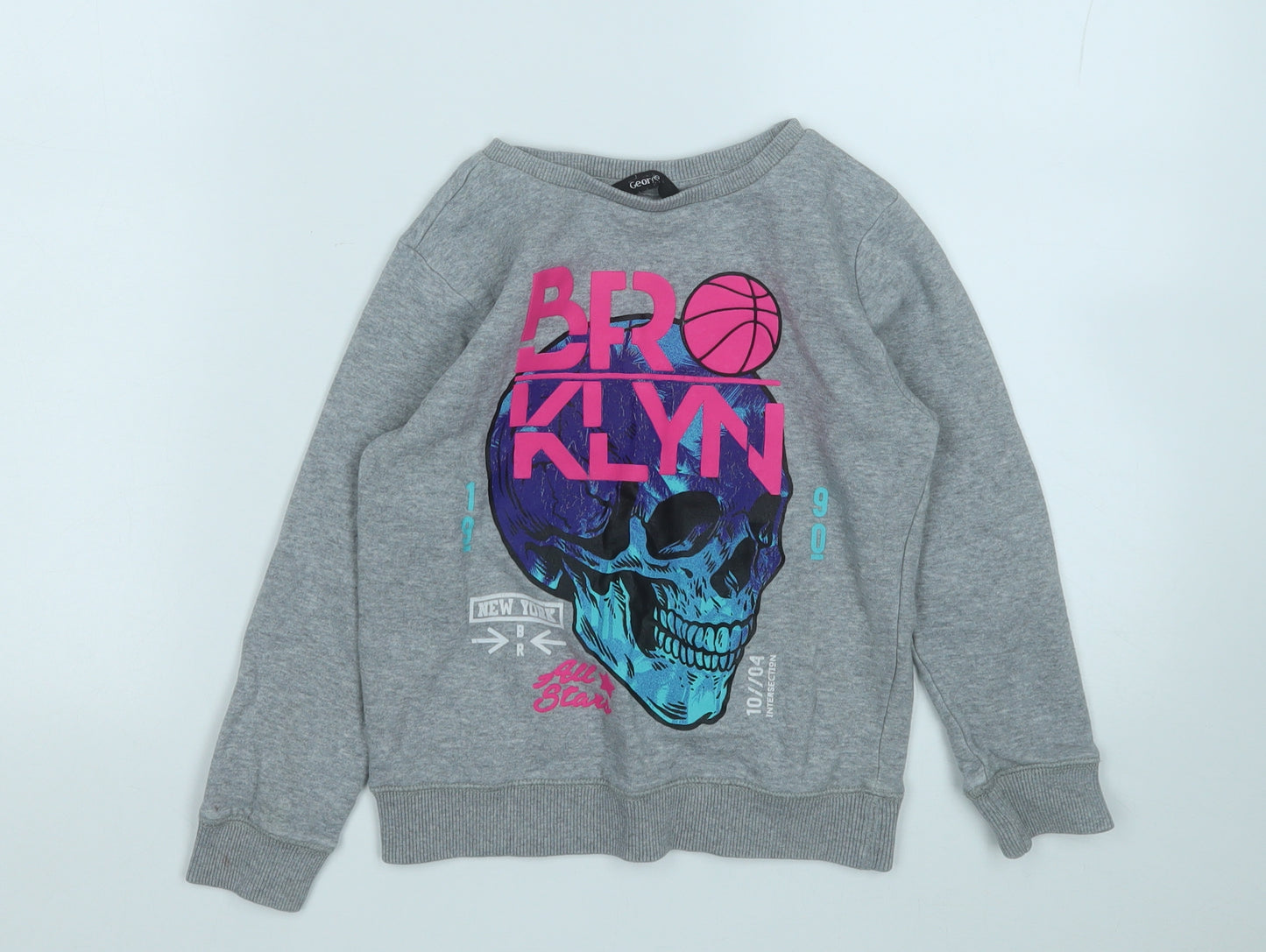 George Boys Grey  Cotton Pullover Sweatshirt Size 5-6 Years