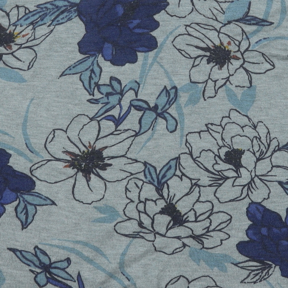 Marks and Spencer Womens Grey Round Neck Floral Acrylic Pullover Jumper Size 16