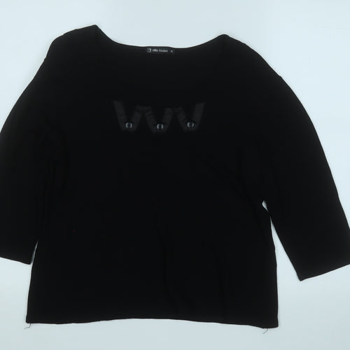 Elle Louise Womens Black Round Neck  Viscose Pullover Jumper Size 16