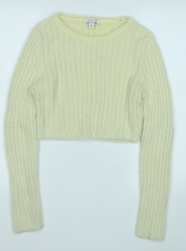Topshop Womens Yellow Round Neck  Polyimide Pullover Jumper Size L