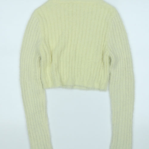 Topshop Womens Yellow Round Neck  Polyimide Pullover Jumper Size L