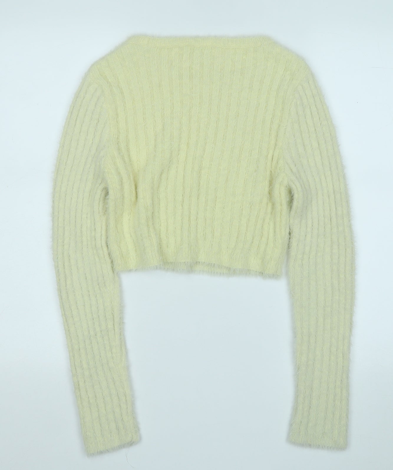Topshop Womens Yellow Round Neck  Polyimide Pullover Jumper Size L