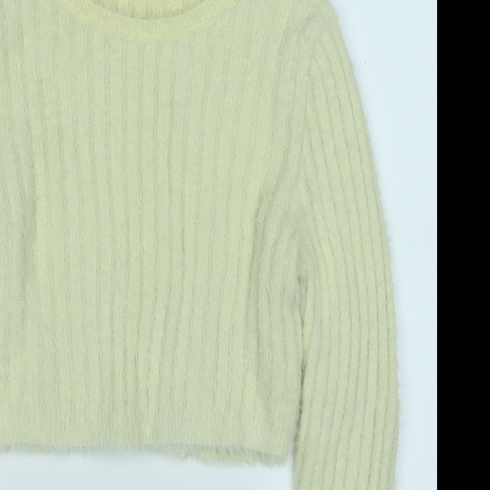 Topshop Womens Yellow Round Neck  Polyimide Pullover Jumper Size L