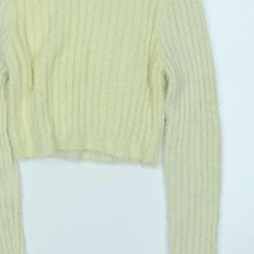 Topshop Womens Yellow Round Neck  Polyimide Pullover Jumper Size L