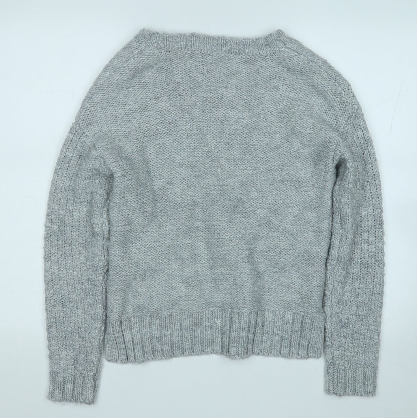 Marks and Spencer Mens Grey V-Neck  Acrylic Cardigan Jumper Size S