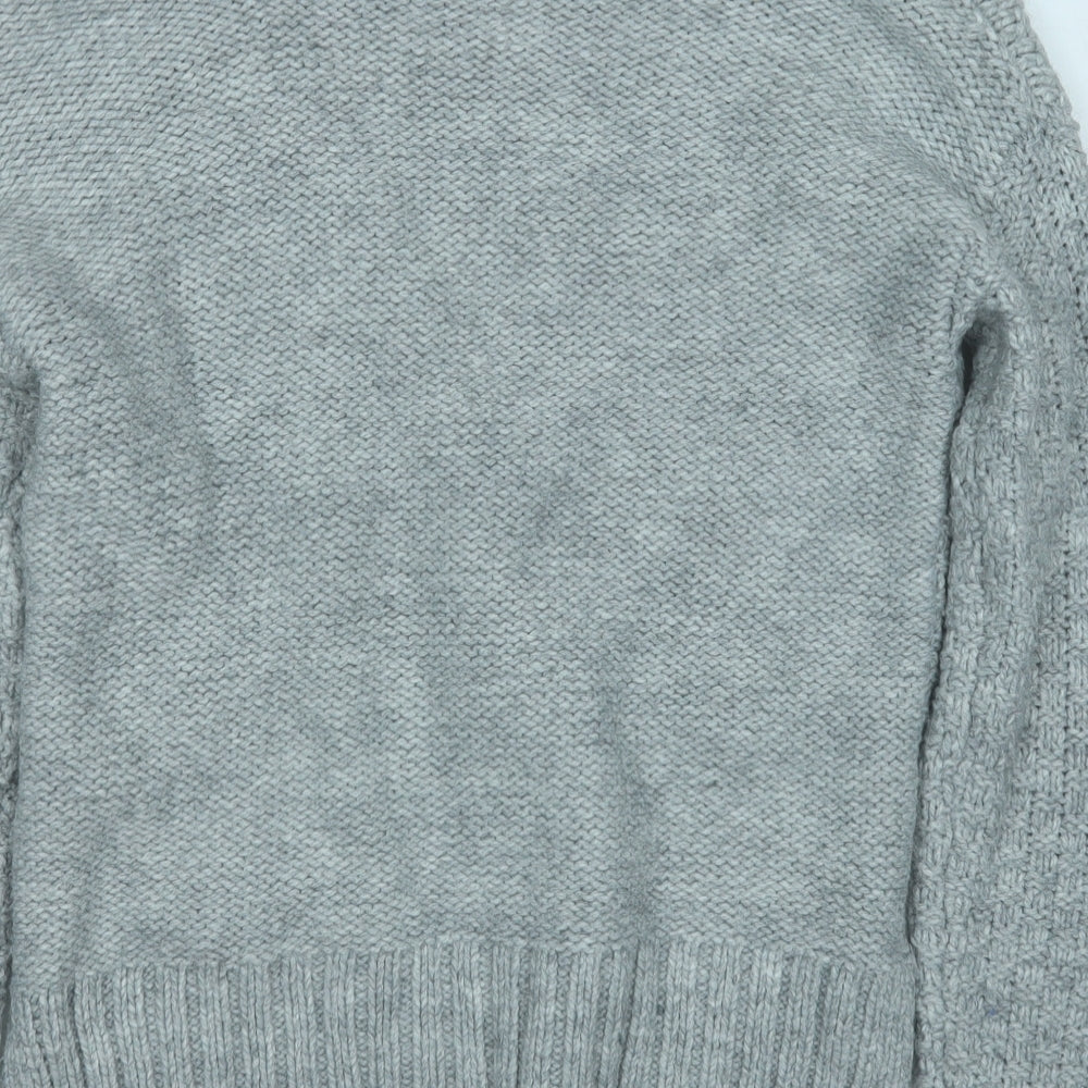 Marks and Spencer Mens Grey V-Neck  Acrylic Cardigan Jumper Size S