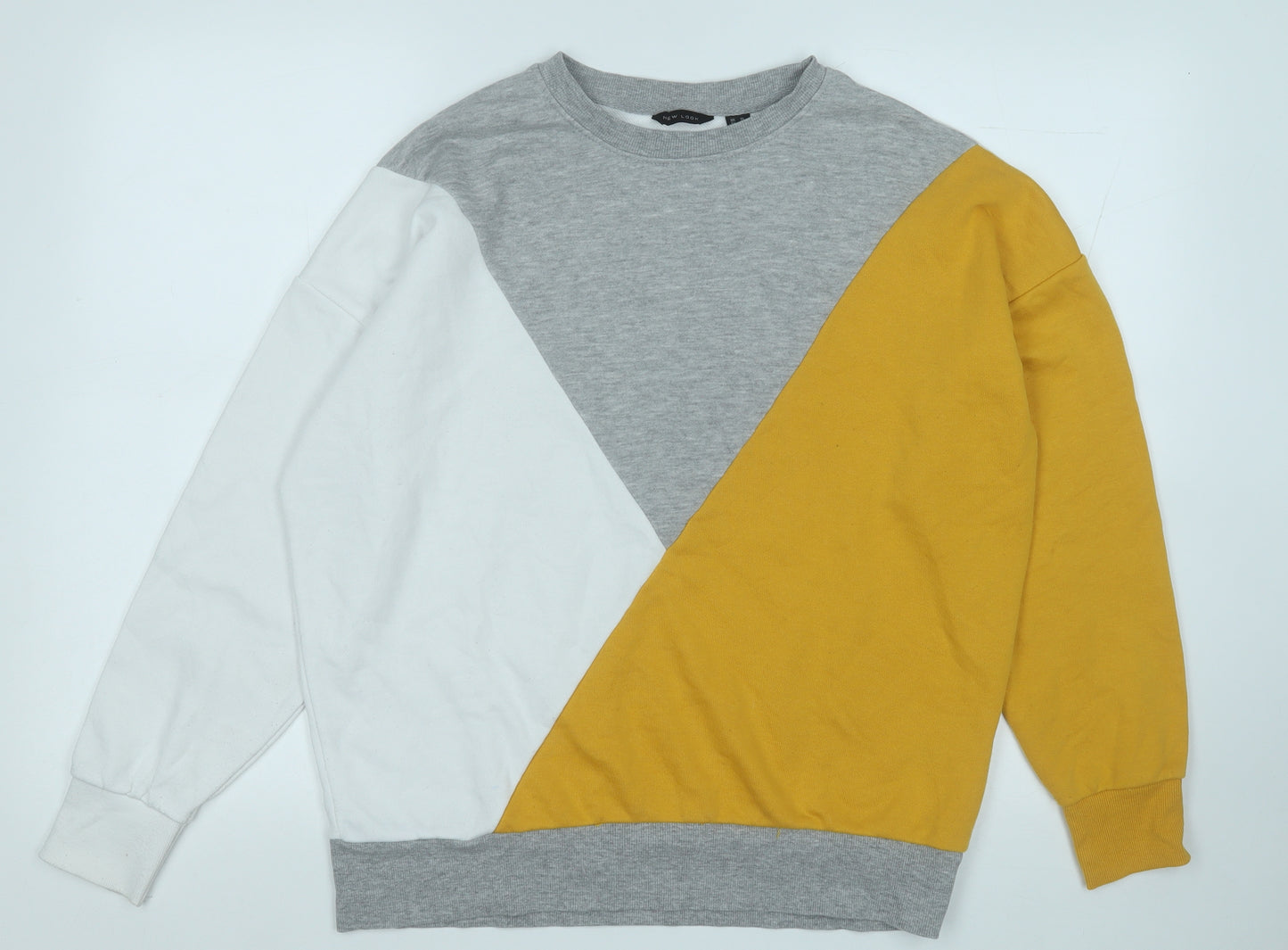 New Look Womens Yellow Colourblock Polyester Pullover Sweatshirt Size 10