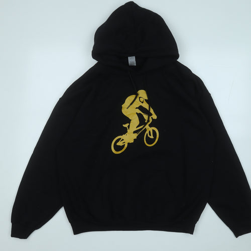 Gildan Womens Black  Polyester Pullover Hoodie Size L