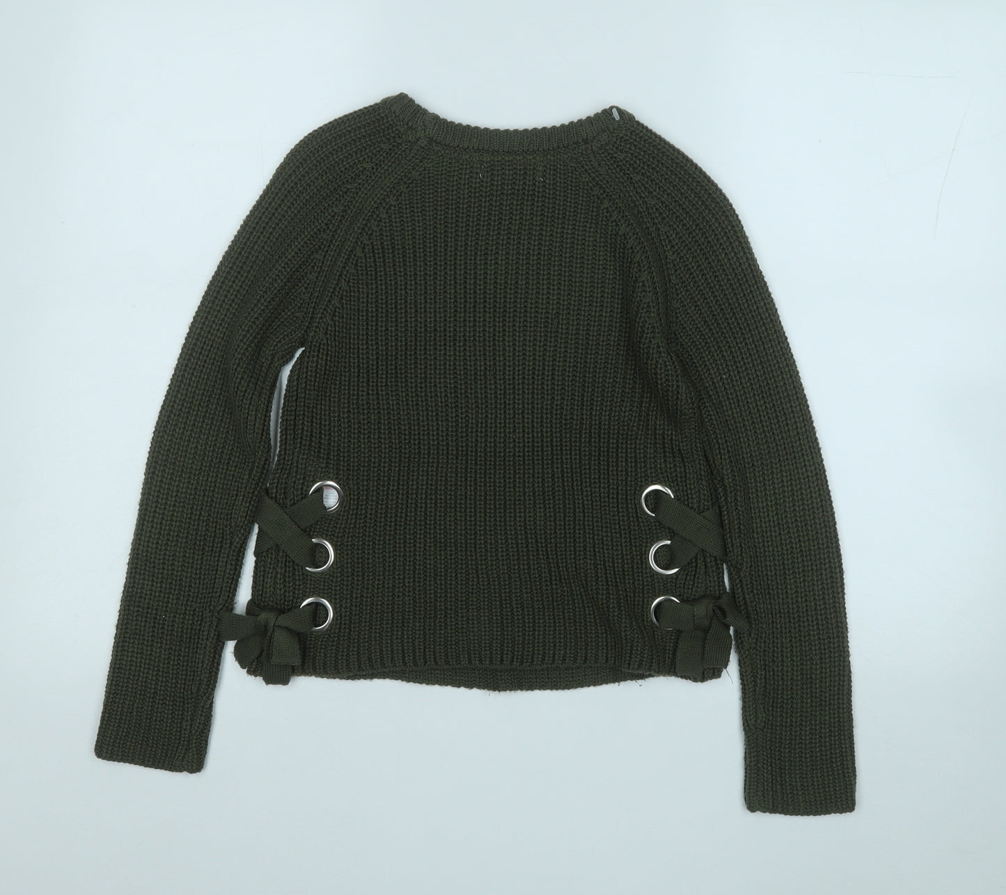 Primark Girls Green Round Neck  Acrylic Pullover Jumper Size 10-11 Years