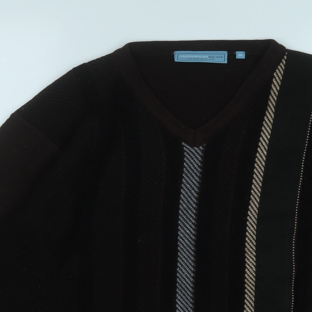 Grenwoods Mens Brown V-Neck  Acrylic Pullover Jumper Size M
