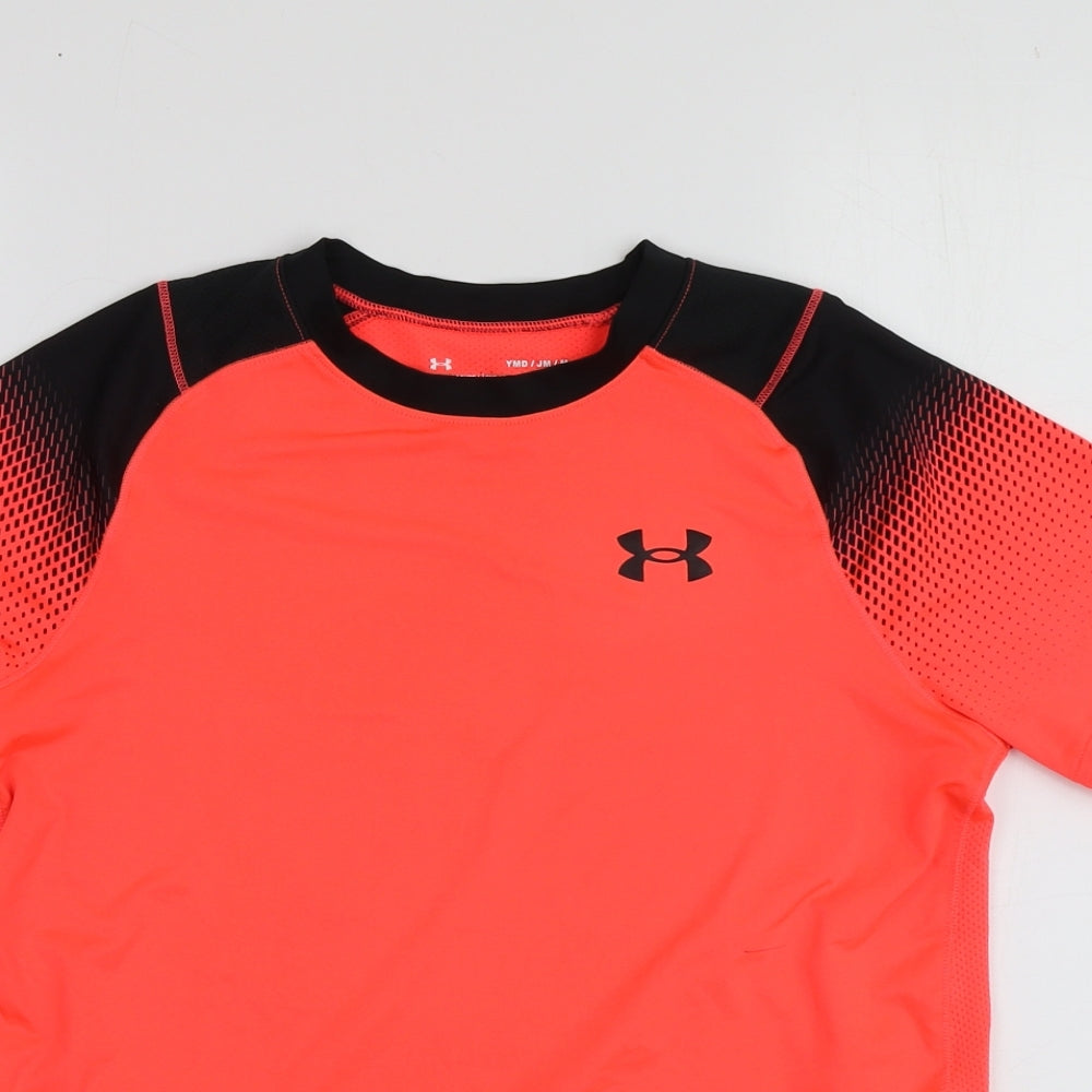 Under armour Boys Orange  Polyester Basic T-Shirt Size 9-10 Years Round Neck