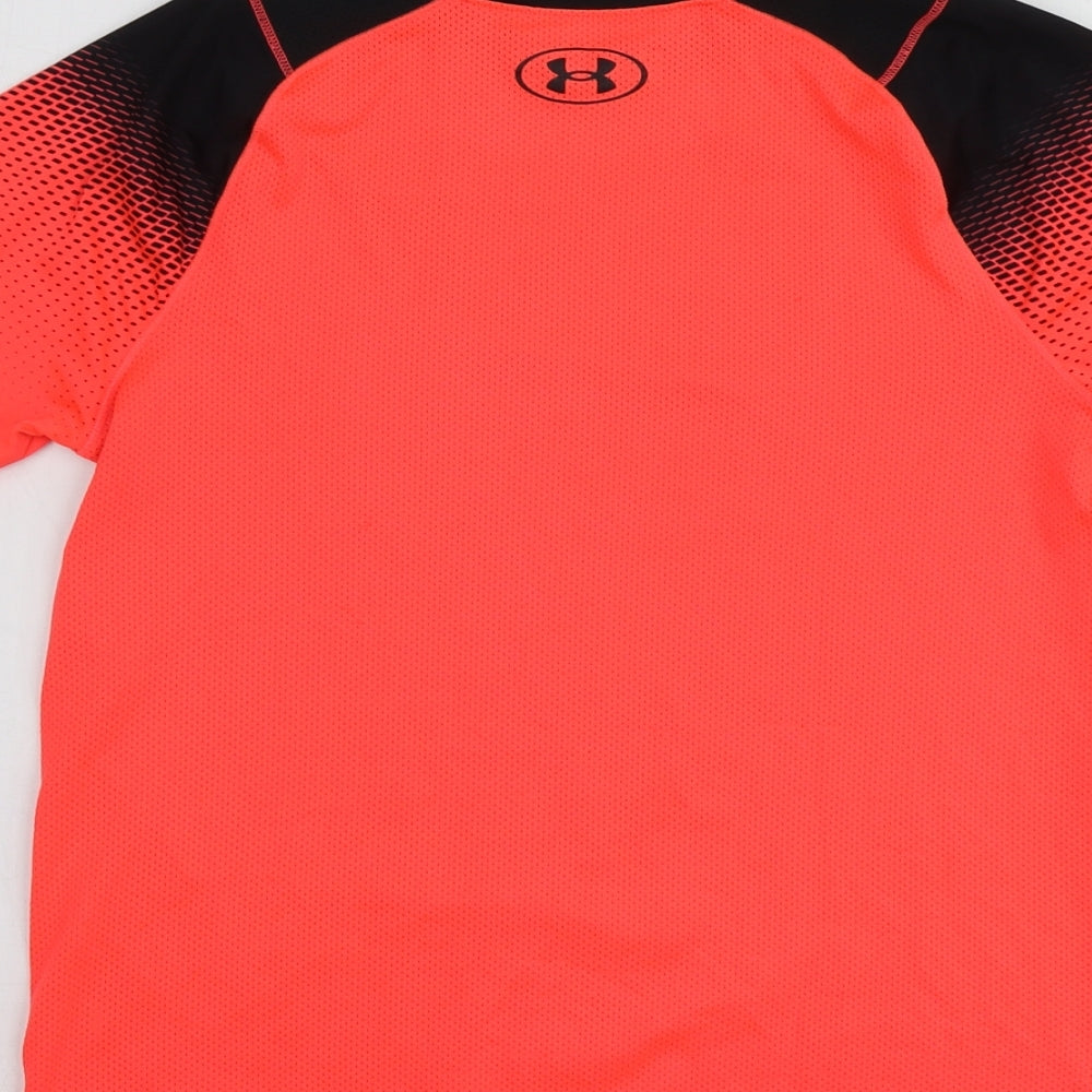 Under armour Boys Orange  Polyester Basic T-Shirt Size 9-10 Years Round Neck