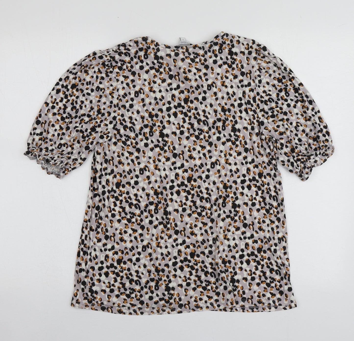 NEXT Womens Beige Animal Print Viscose Basic T-Shirt Size 10 Round Neck