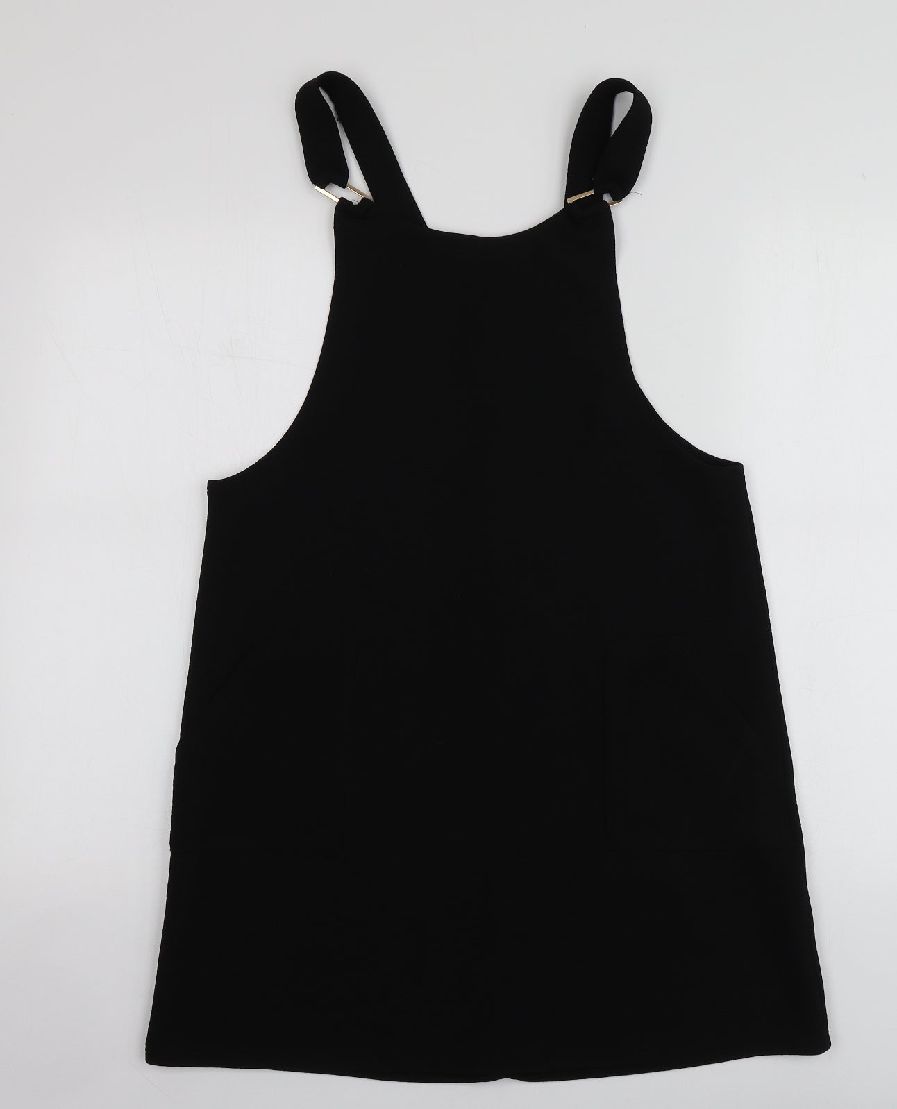 New Look Womens Black  Polyester Pinafore/Dungaree Dress  Size 8  Square Neck