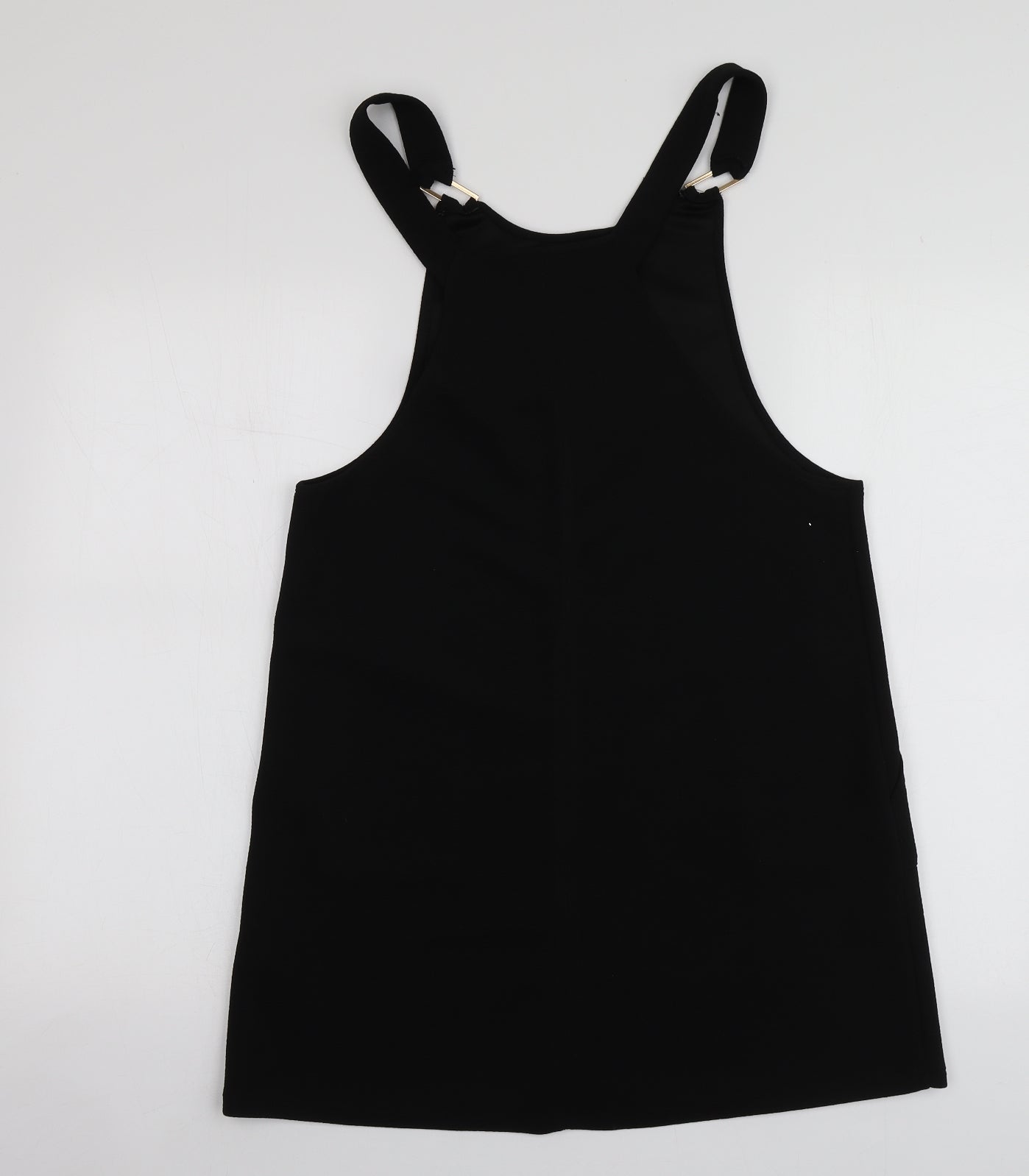 New Look Womens Black  Polyester Pinafore/Dungaree Dress  Size 8  Square Neck