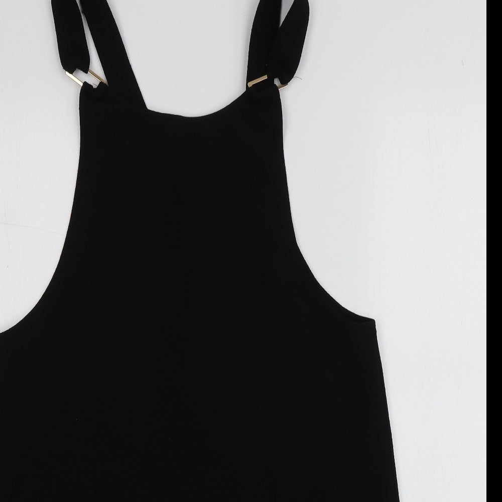 New Look Womens Black  Polyester Pinafore/Dungaree Dress  Size 8  Square Neck