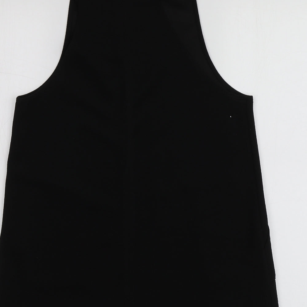 New Look Womens Black  Polyester Pinafore/Dungaree Dress  Size 8  Square Neck